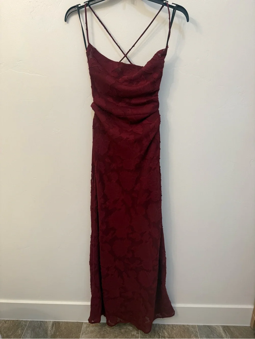 Princess Polly Burgundy Lace Maxi Dress with Spaghetti Straps - Picture 5 of 5